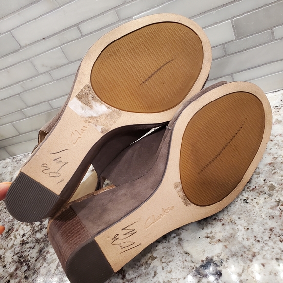 Clarks Cusion Suede Cork Wedges Slingback Women’s Sandals brown tupe new 8 - Picture 7 of 8